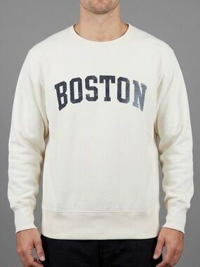Champion Reverse Weave Boston Crewneck Sweatshirt White Men's Medium M